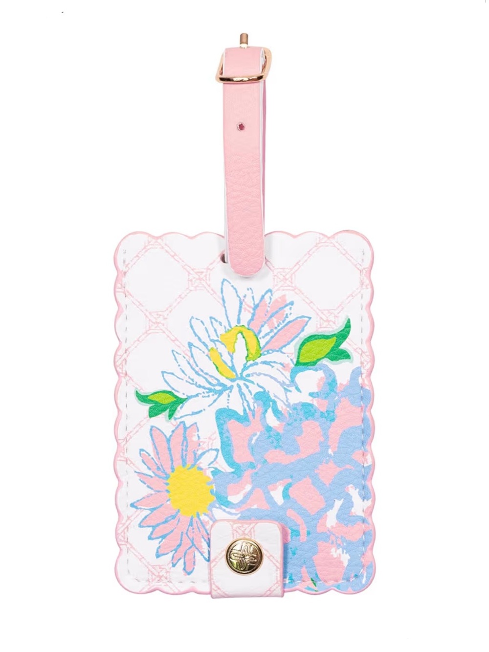 Lilly Pulitzer Pink Floral Scalloped Luggage Tag - New